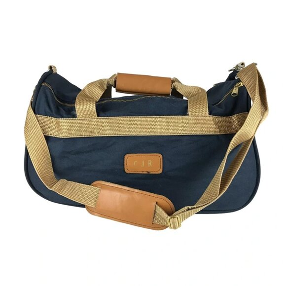 Boyt Unisex Blue Brown Double Handles Detachable Adjustable Strap Duffle Bag